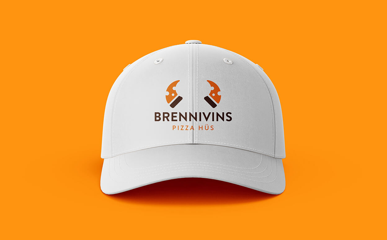 Brennivins logo on white hat